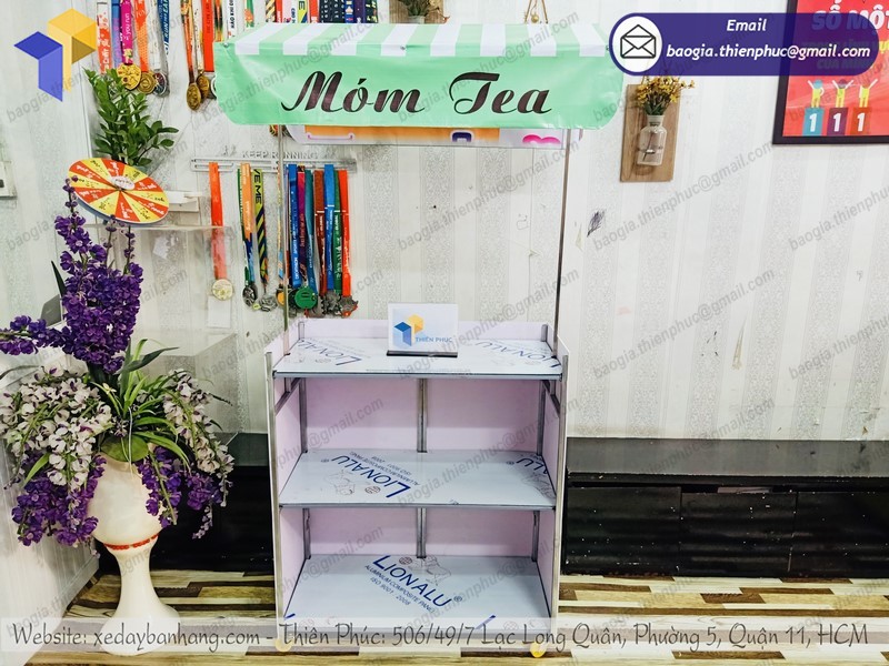xe gấp gọn bán trà sữa bánh tráng đẹp