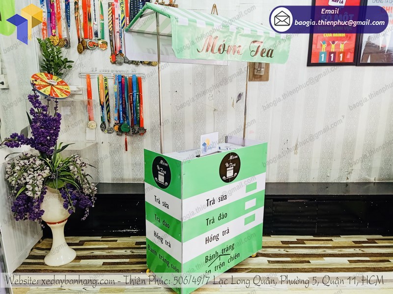 xe gấp gọn bán trà sữa bánh tráng rẻ