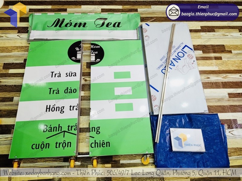 xe gấp gọn bán trà sữa bánh tráng tiện lợi