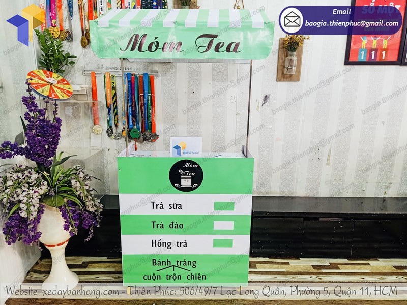 xe gấp gọn bán trà sữa bánh tráng tphcm