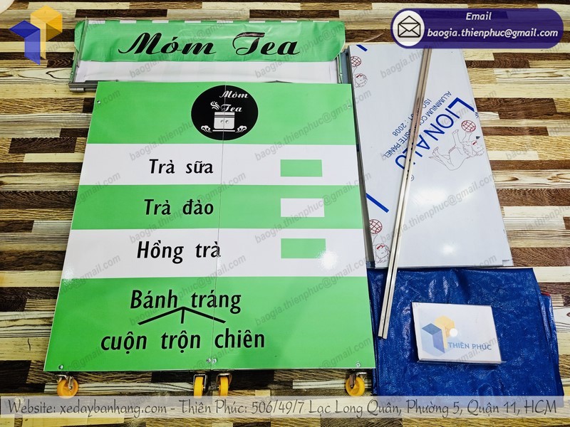 xe gấp gọn bán trà sữa bánh tráng