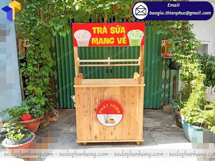 Xe gỗ bán trà sữa mang về hcm