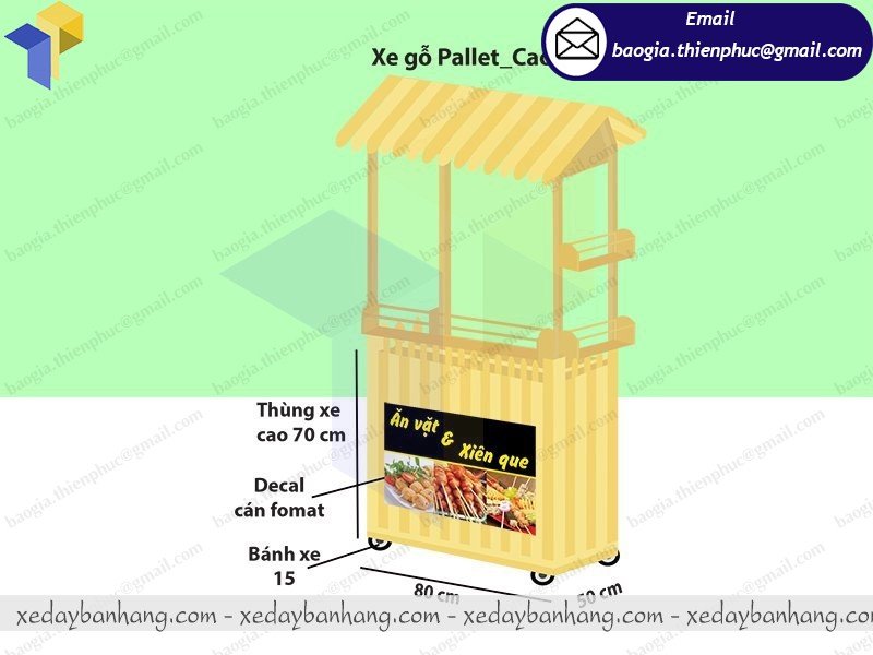 xe gỗ bán xiên que