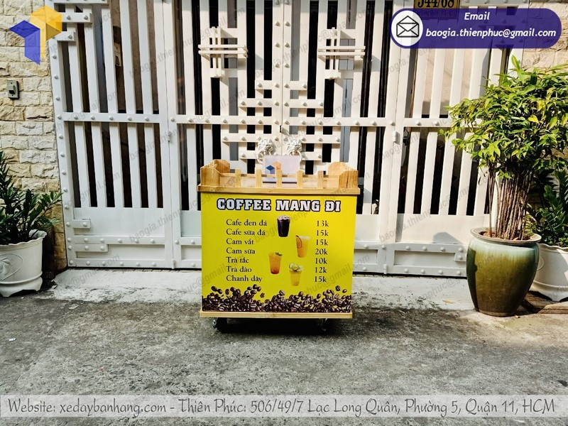 xe gỗ pallet bán cà phê đẹp