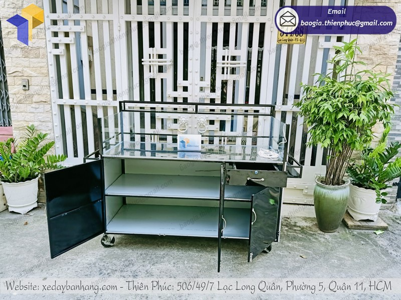 xe inox bán cà phê di động