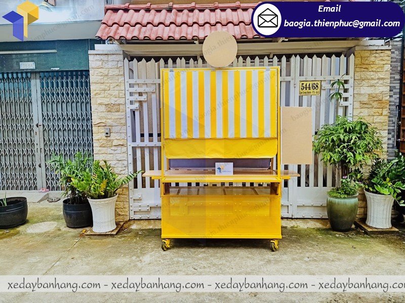 xe khung sắt ốp gỗ bán cafe giá rẻ