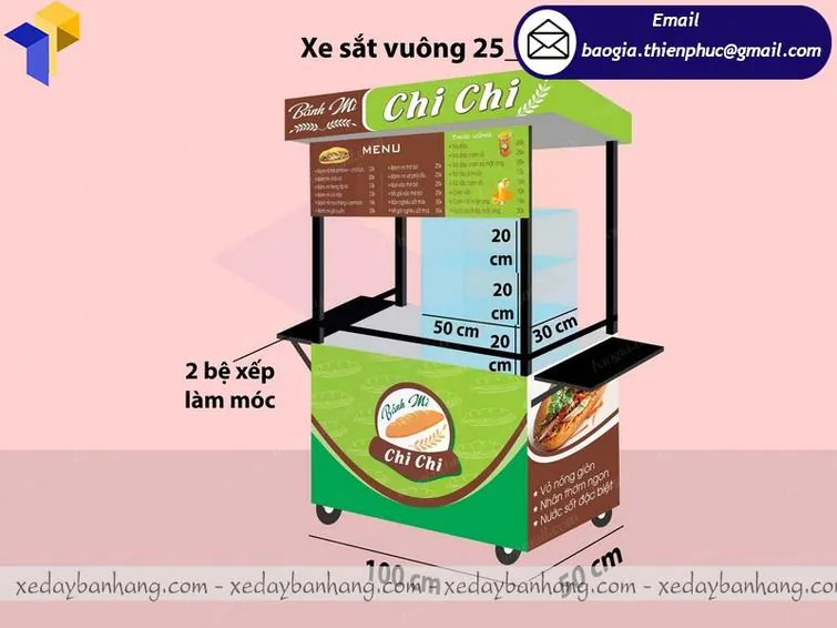 xe sắt bán bánh mì mini giá rẻ
