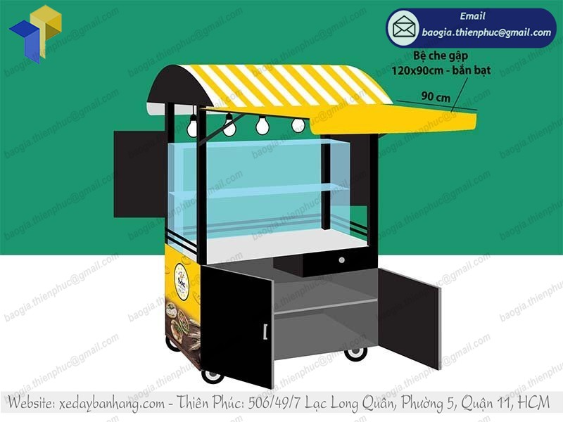 xe sắt bán bánh mì pate vỉa hè