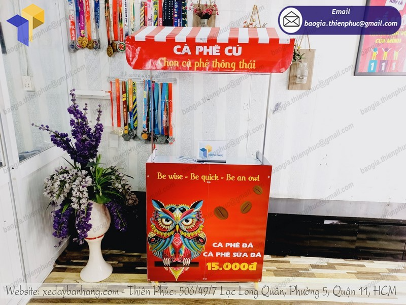 xe xếp bán cafe gấp gọn di động