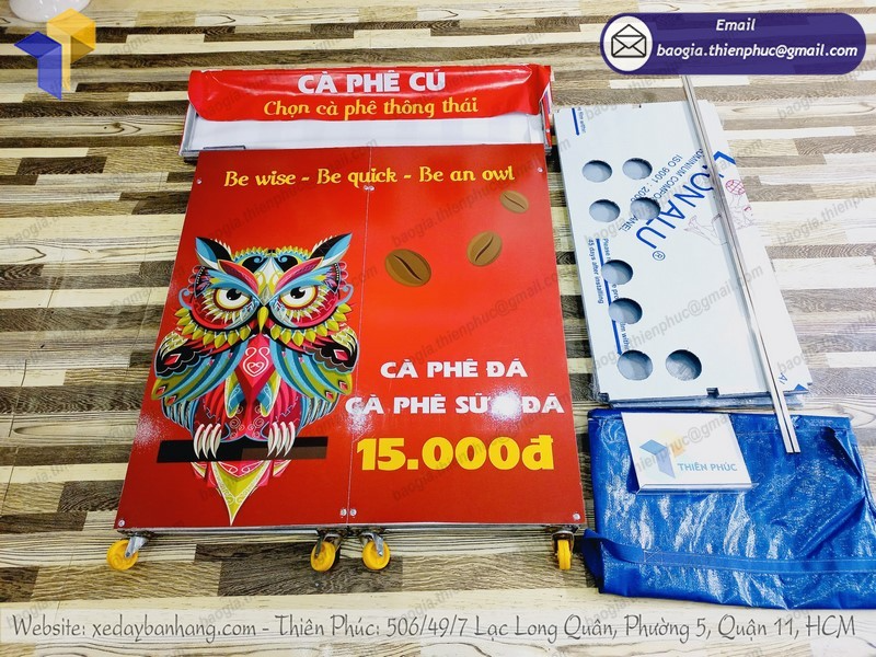 xe xếp bán cafe gấp gọn
