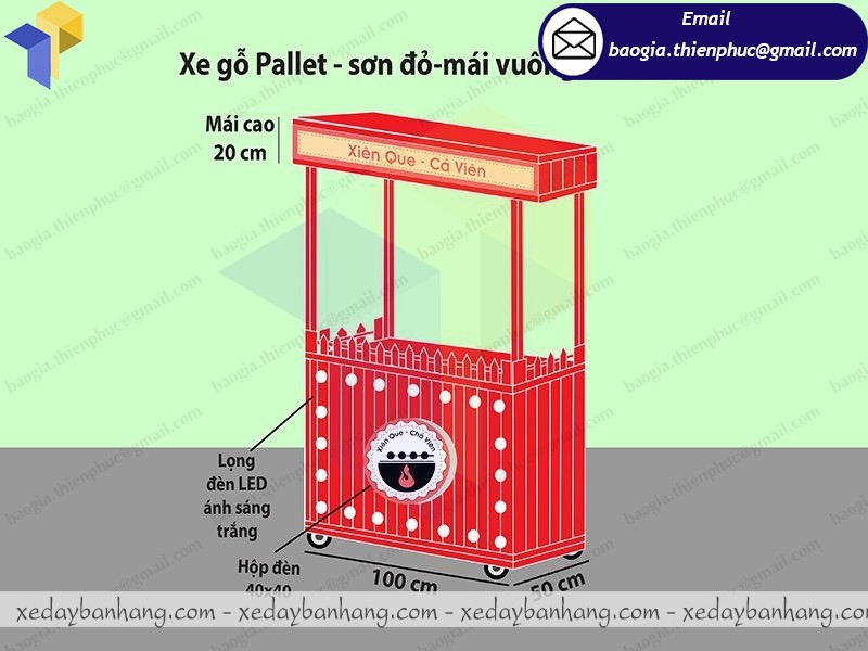 xưởng đóng xe bán xiên que bằng gỗ giá rẻ