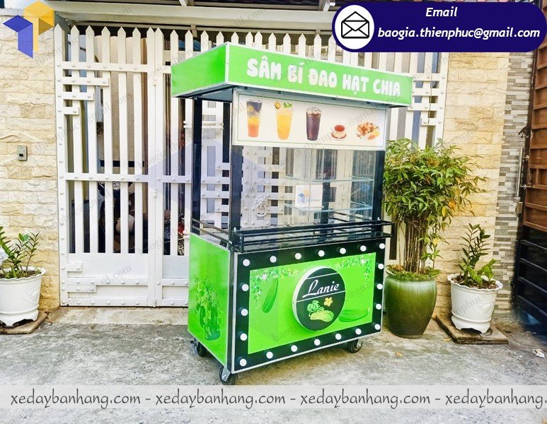 xưởng đóng xe inox bán trà bí đao hạt chia di động